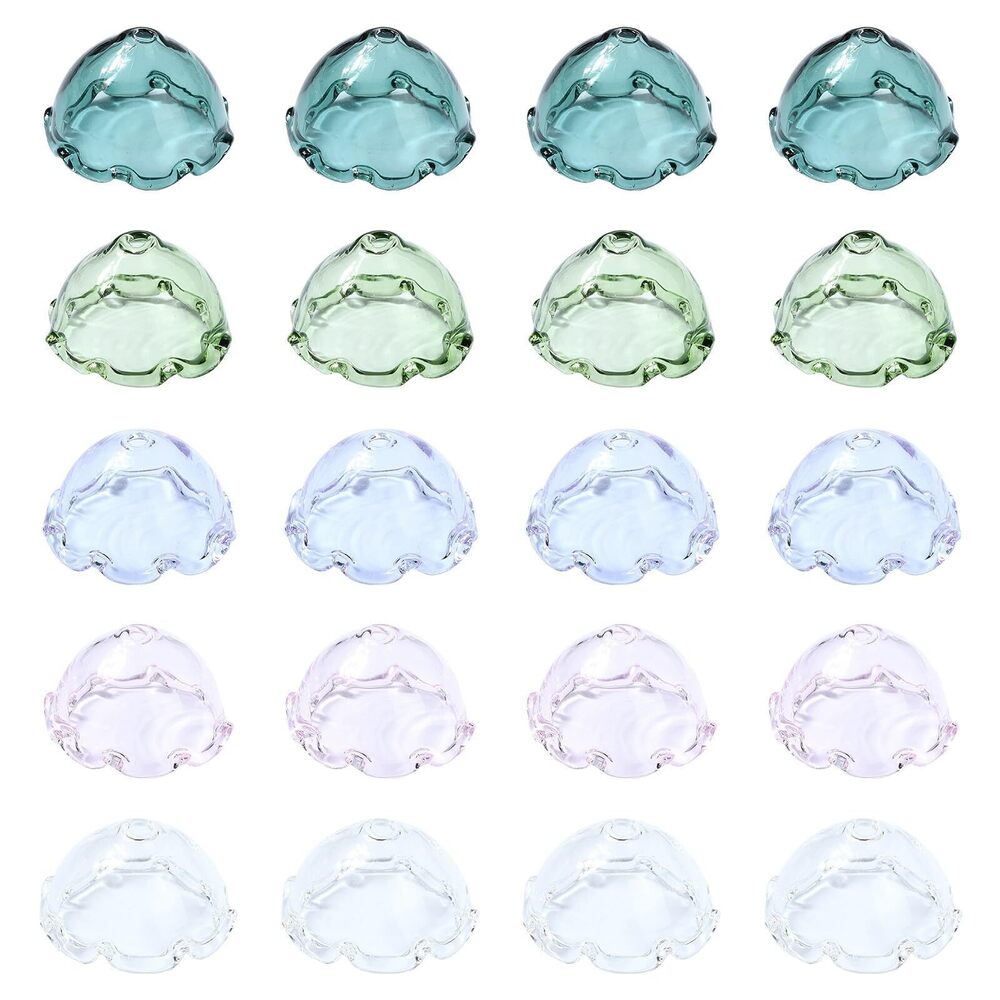 1262 30pcs 5 Colors Glass Flower Bead Caps Transparent Wind Chimes Floral